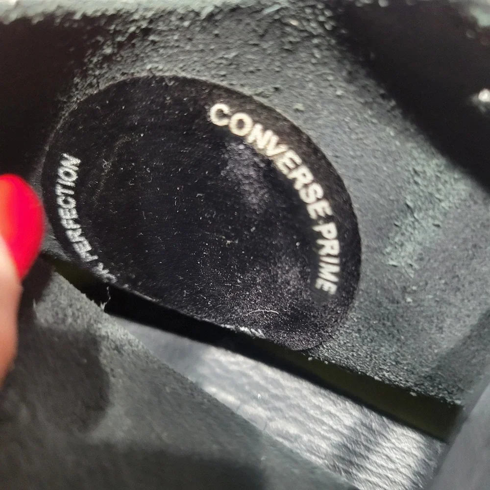Converse All Star‎ Prime High Top Black Tumbled Leather Sneakers Womens 5